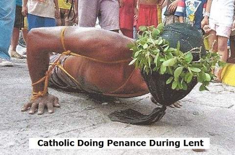 Catholic doing penance during Lent
