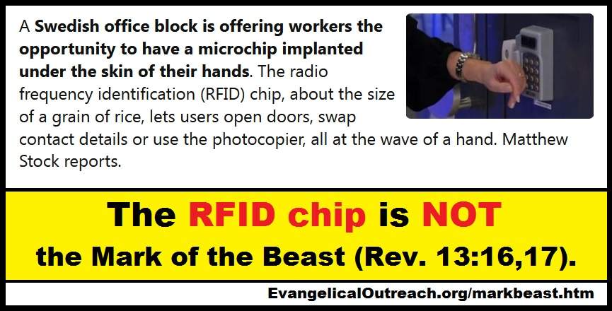 The Quantum Dot Tattoo is the mark of the body - NOT the RFID chip. rfid chip